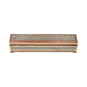 قلمدان خاتم کاری چوبی مدل لولایی 24 سیم کد 30