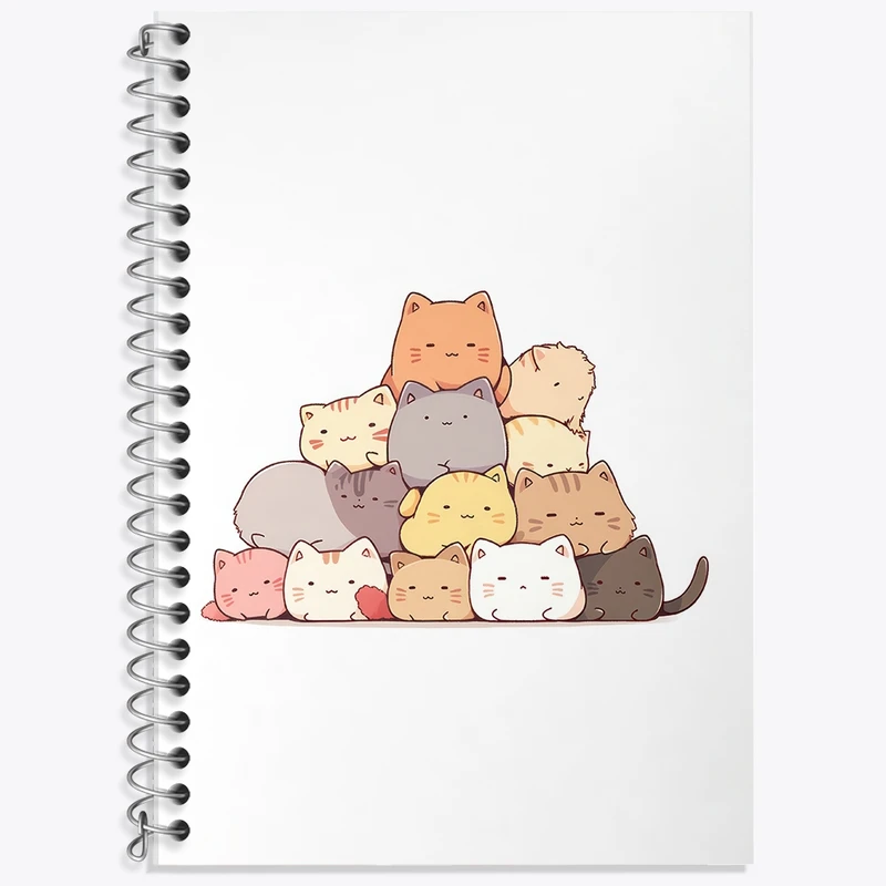 دفتر زبان 50 برگ خندالو مدل دو خط طرح گربه های کیوت کد F2719
