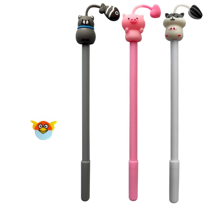 روان نویس مدل حیوانات آویز دار به همراه پاکن مجموعه 4 عددی