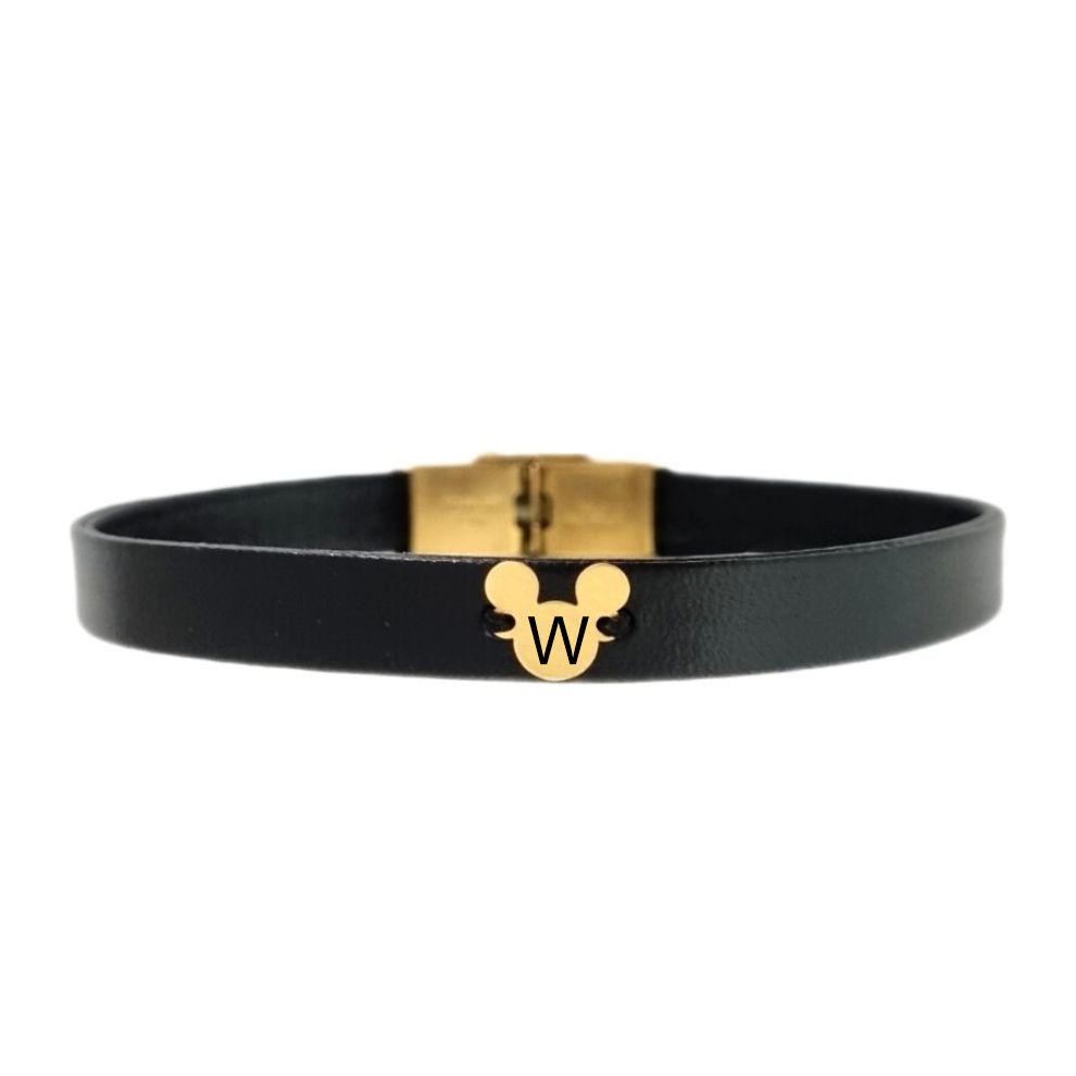 دستبند طلا 18 عیار دخترانه لیردا مدل حرف W