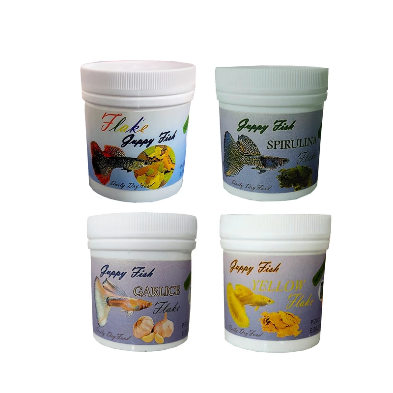 غذای ماهی گوپی مدل spirlina garlic  وزن 120 گرم بسته 4 عددی