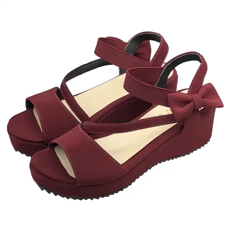 صندل زنانه مدل پاپیونی 002 رنگ زرشکی