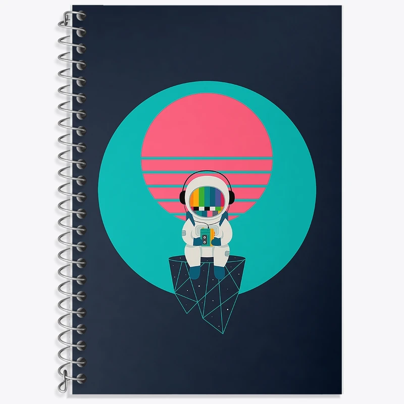 دفتر زبان 50 برگ خندالو مدل دو خط طرح فضانورد کد F90