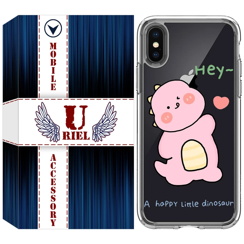 کاور یوریل مدل Clear کد 26 طرح دایناسور صورتی مناسب برای گوشی موبایل اپل iPhone X / iPhone XS