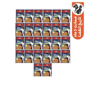 پوچ گربه بالغ فلیکس مدل Sensations in Jelly طعم گوشت گاو و گوجه فرنگی بسته 26 عددی