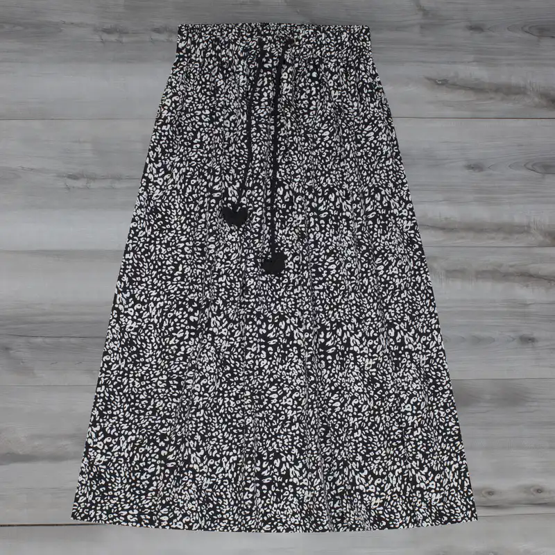 دامن زنانه مدل پرچین طرح پلنگی کد B-W