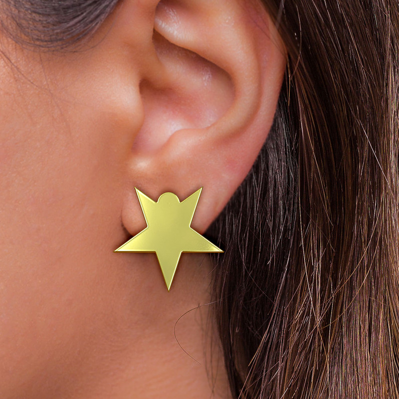 گوشواره طلا 18 عیار زنانه مدوپد مدل ستاره کد GA1-15378