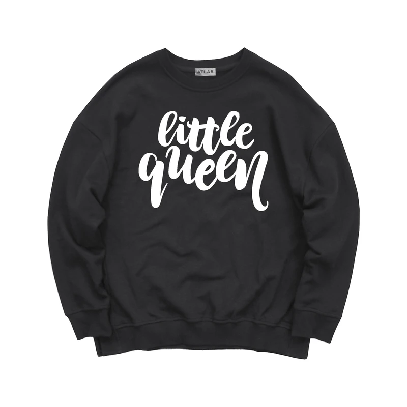 سویشرت دخترانه مدل LITTLE QUEEN کد SW003 رنگ مشکی