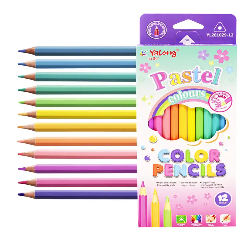 مداد رنگی 12 رنگ یالونگ مدل پاستیلی به همراه دفتر رنگ آمیزی