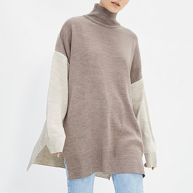 پلیور یقه اسکی زنانه مدل 123562998 طرح ترندیول