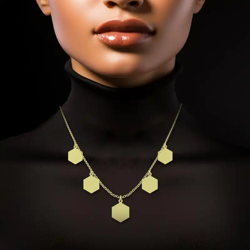 گردنبند طلا 18 عیار زنانه مدوپد مدل شش ضلعی کد RNA12983