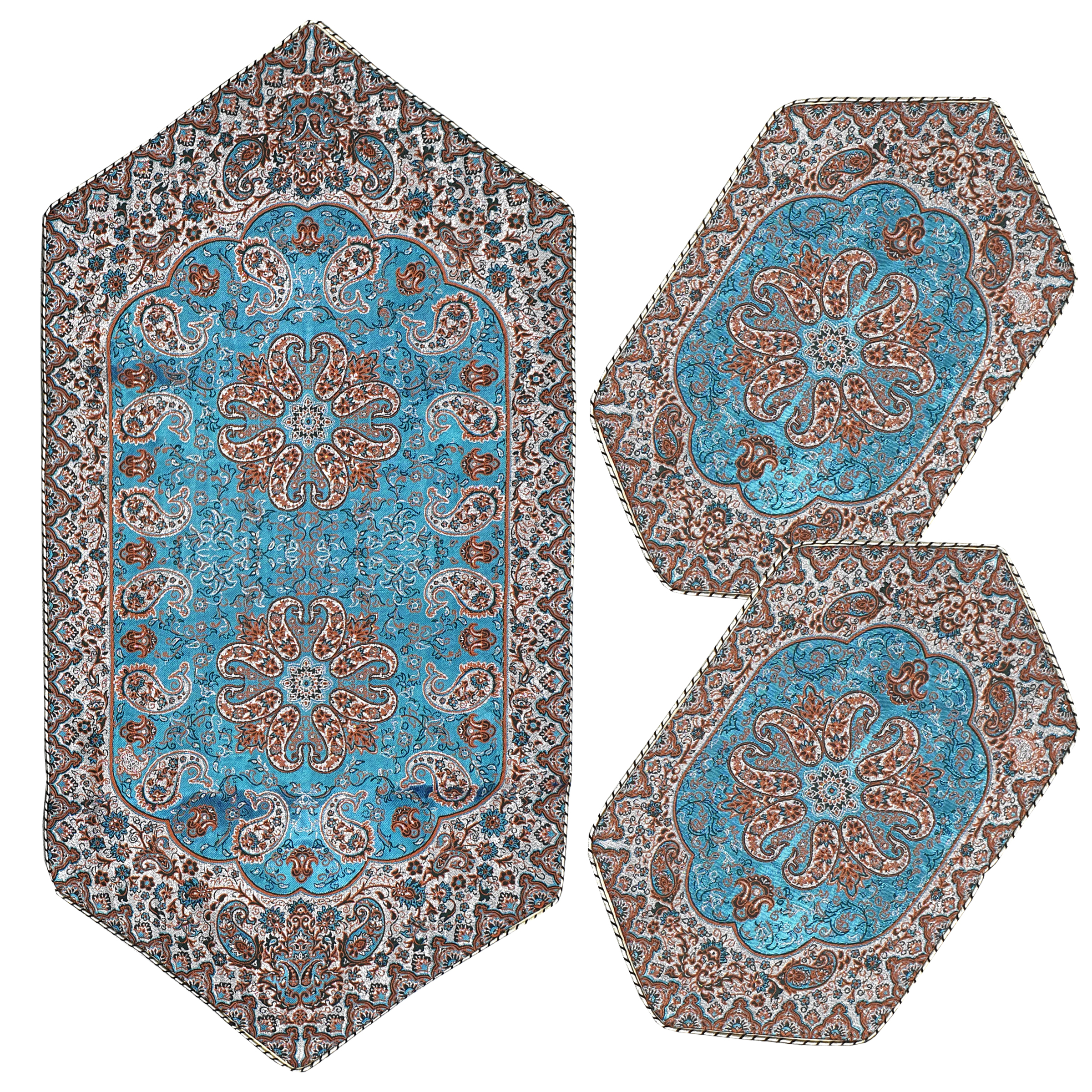 ست سه تکه رومیزی ترمه مدل نسترن کد SV3-3