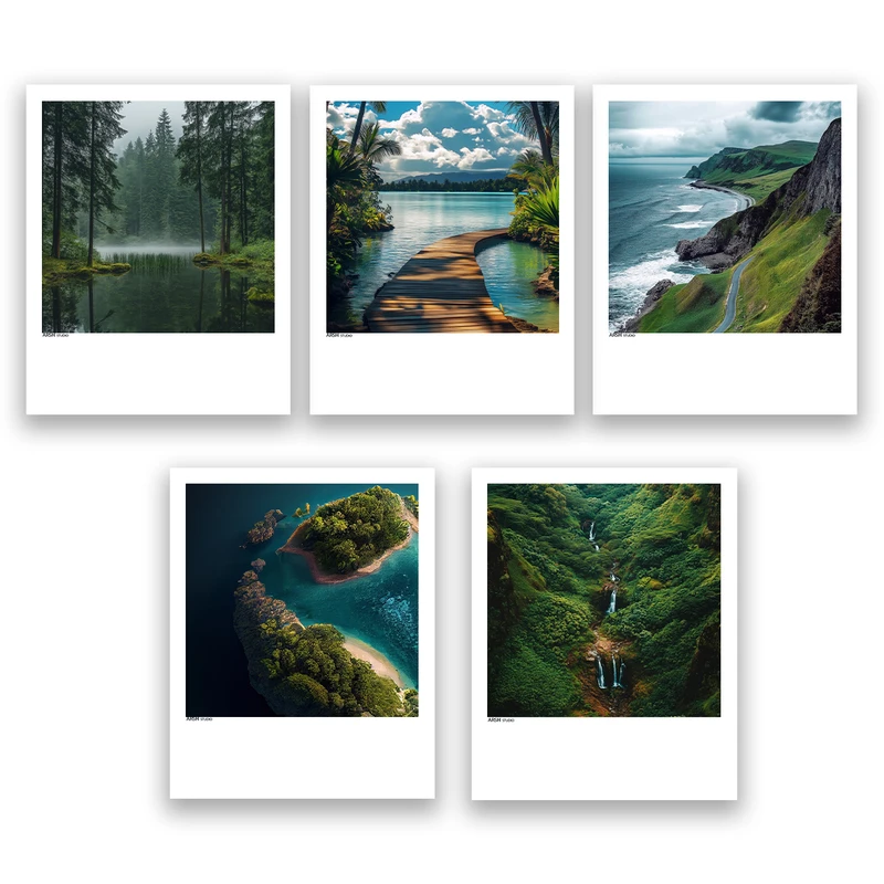 آویز تزیینی عرش مدل فانتزی منظره طبیعت کد Asa1040 مجموعه پنج عددی