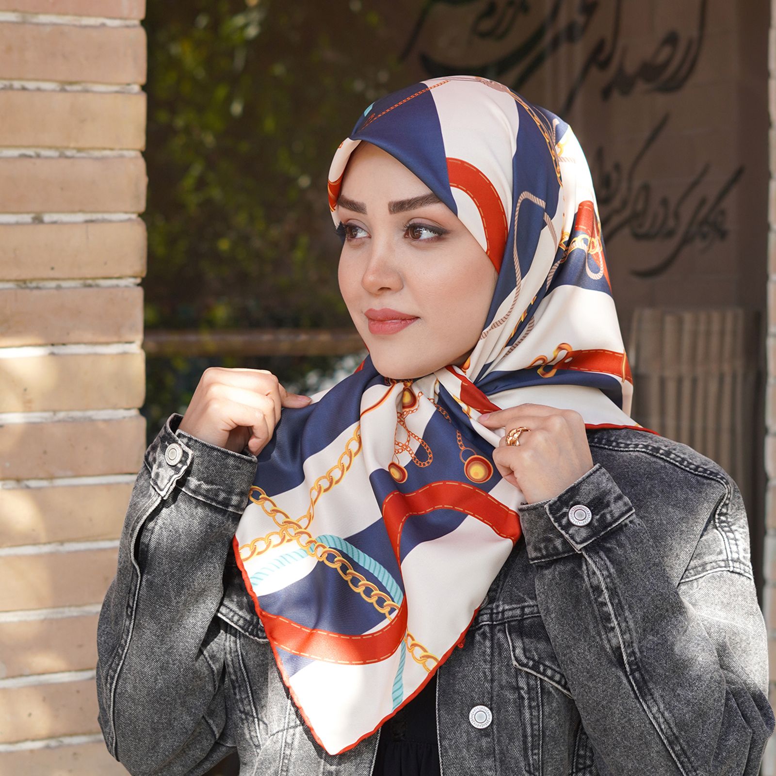 روسری زنانه مدل ابریشم زنجیری جدید قواره 90 کد 2956 - - 3