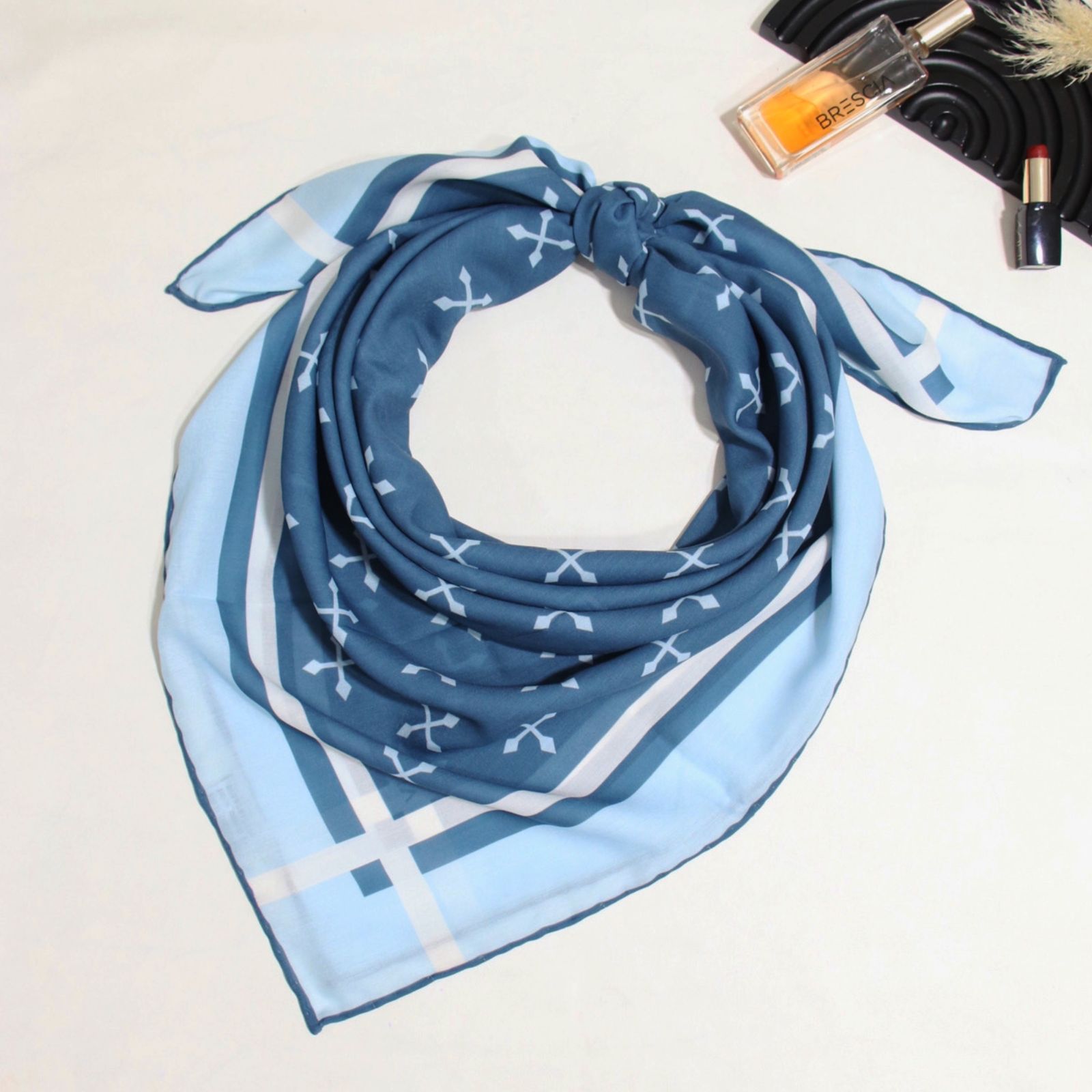 روسری زنانه مدل نخی خنک تابستانه محبوب با پترن ستاره کد ana-7096 -  - 3