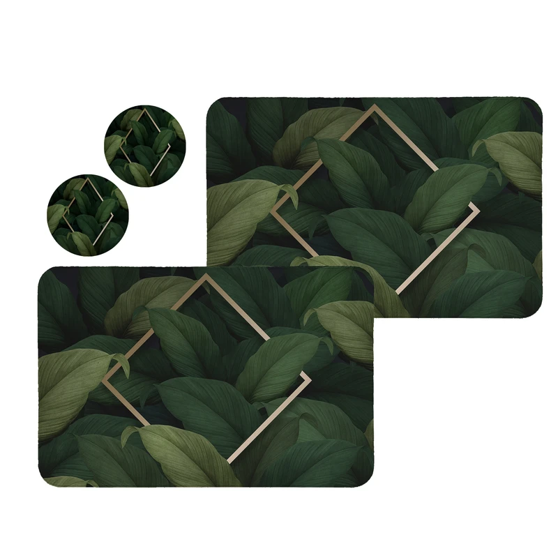 زیربشقابی طرح برگ کد 8300 مجموعه 2 عددی همراه زیر لیوانی