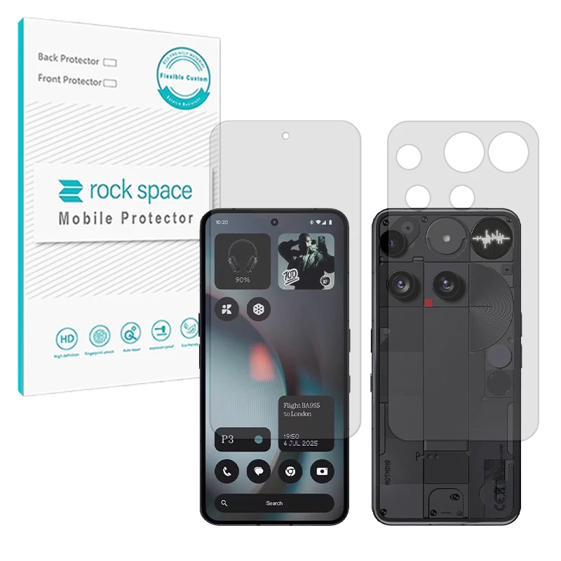 محافظ صفحه نمایش مات راک اسپیس مدل Resistant مناسب برای گوشی موبایل ناتینگ Phone 3 به همراه محافظ پشت گوشی 