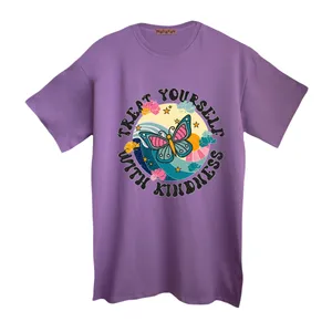 تی شرت لانگ آستین کوتاه زنانه مدل پروانه رنگ یاسی