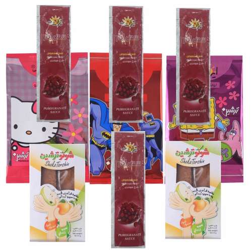 لواشک پذیرایی و سس انار ترشین بسته 9 عددی