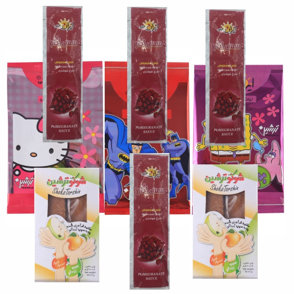 لواشک پذیرایی و سس انار ترشین بسته 9 عددی