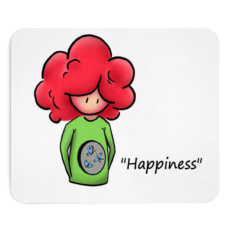 ماوس پد طرح دختر مو قرمز و پروانه سایز 19x24 سانتی متر