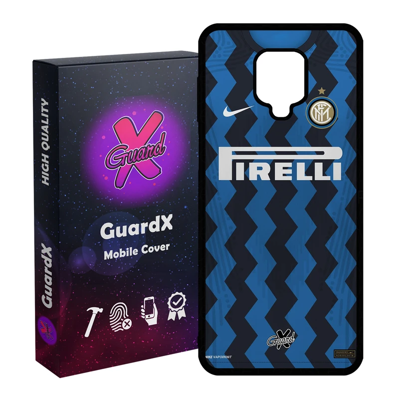 کاور گارد ایکس طرح اینتر میلان مدل Glass10236 مناسب برای گوشی موبایل سامسونگ Redmi Note 9S / Note 9 Pro / Note 9 Pro Max