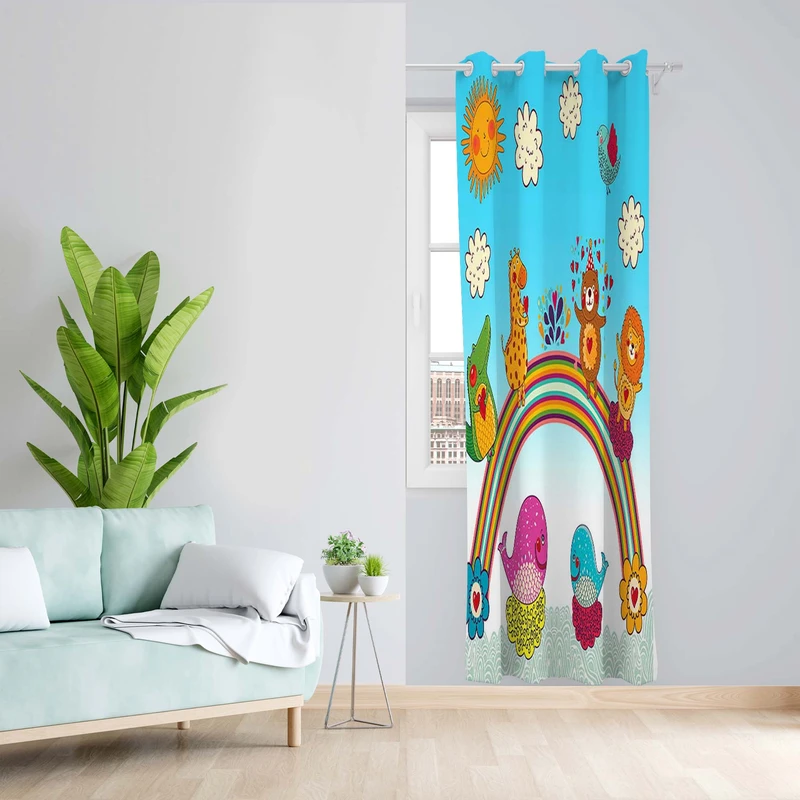 پرده طرح کودک مدل مخمل پانچی کد 5131a z سایز 140x200 سانتی متر