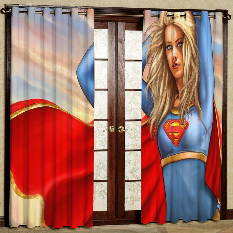   پرده مدل دختر اسپایدرمن مخمل پانچی کد 896 سایز 140x280 سانتی متر