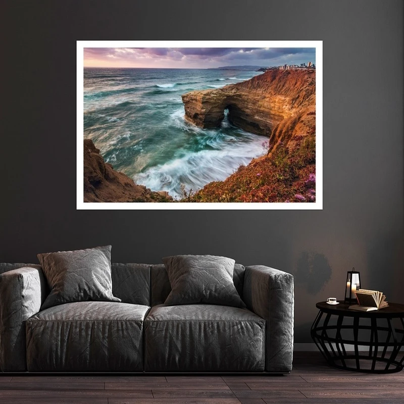 تابلو بکلیت طرح منظره ساحل کورونا کالیفرنیا مدل قاب شاسی W-s9009