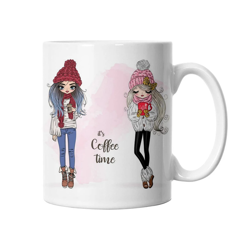 ماگ طرح فانتزی دخترانه مدل coffee time کد L17