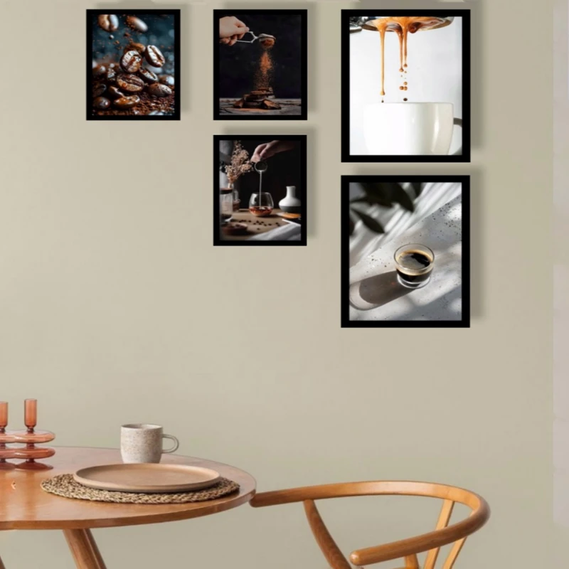 تابلو طرح کافه و قهوه کد Cafe80 مجموعه 5 عددی