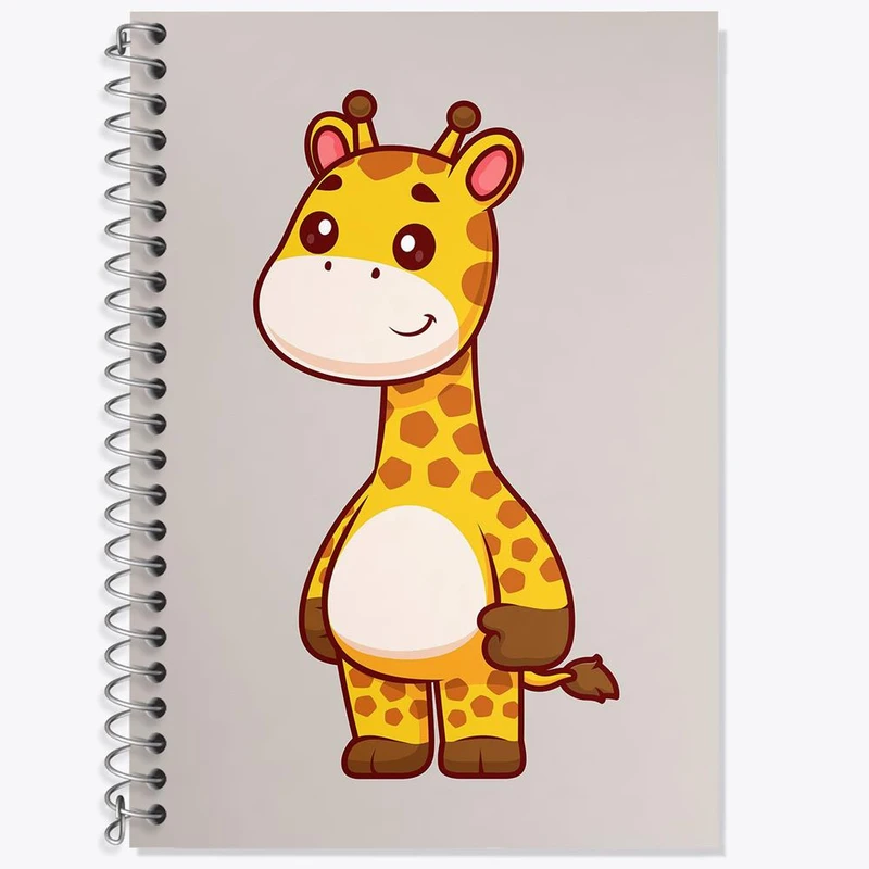 دفتر زبان 50 برگ خندالو مدل دو خط طرح حیوانات بامزه زرافه کد 29708