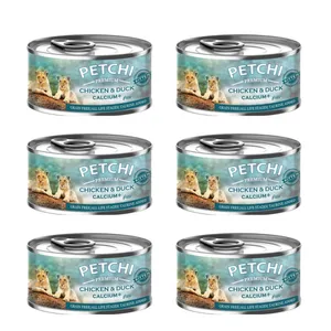 کنسرو غذای گربه پتچی مدل chicken & duck cslcium plus مجموعه 6 عددی  وزن 120 گرم