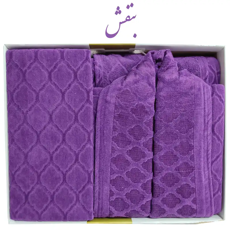 سرویس حوله پالتویی 3 تکه وارول مدل لوزی