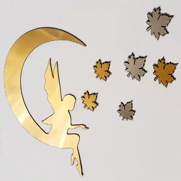 آینه طرح ماه و پری و برگ کد 1003