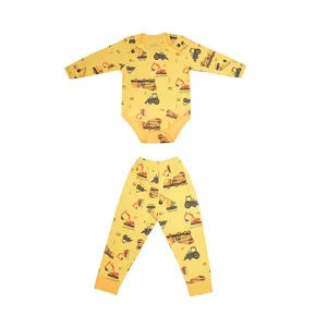 ست بادی آستین بلند و شلوار نوزادی مدل لودر