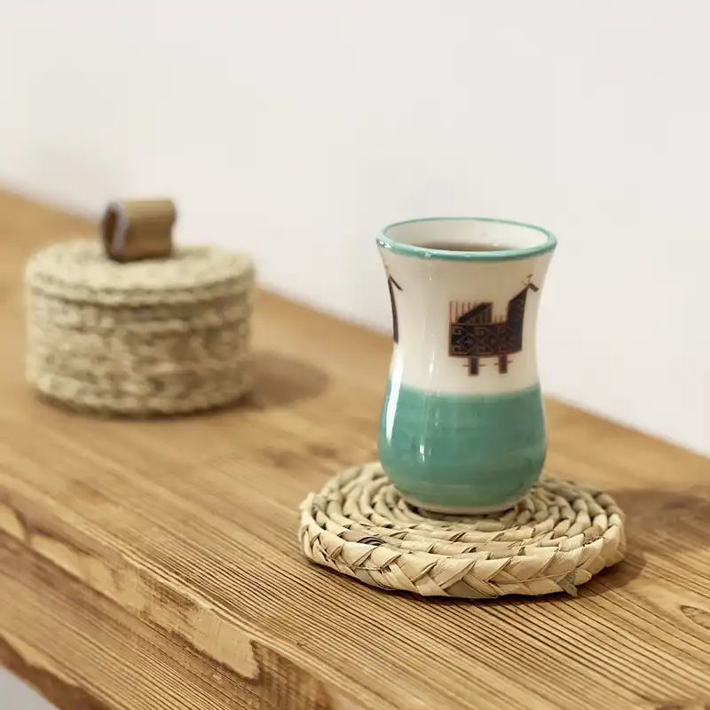 زیر لیوانی حصیربافی مدل گیس بافت مجموعه 2 عددی