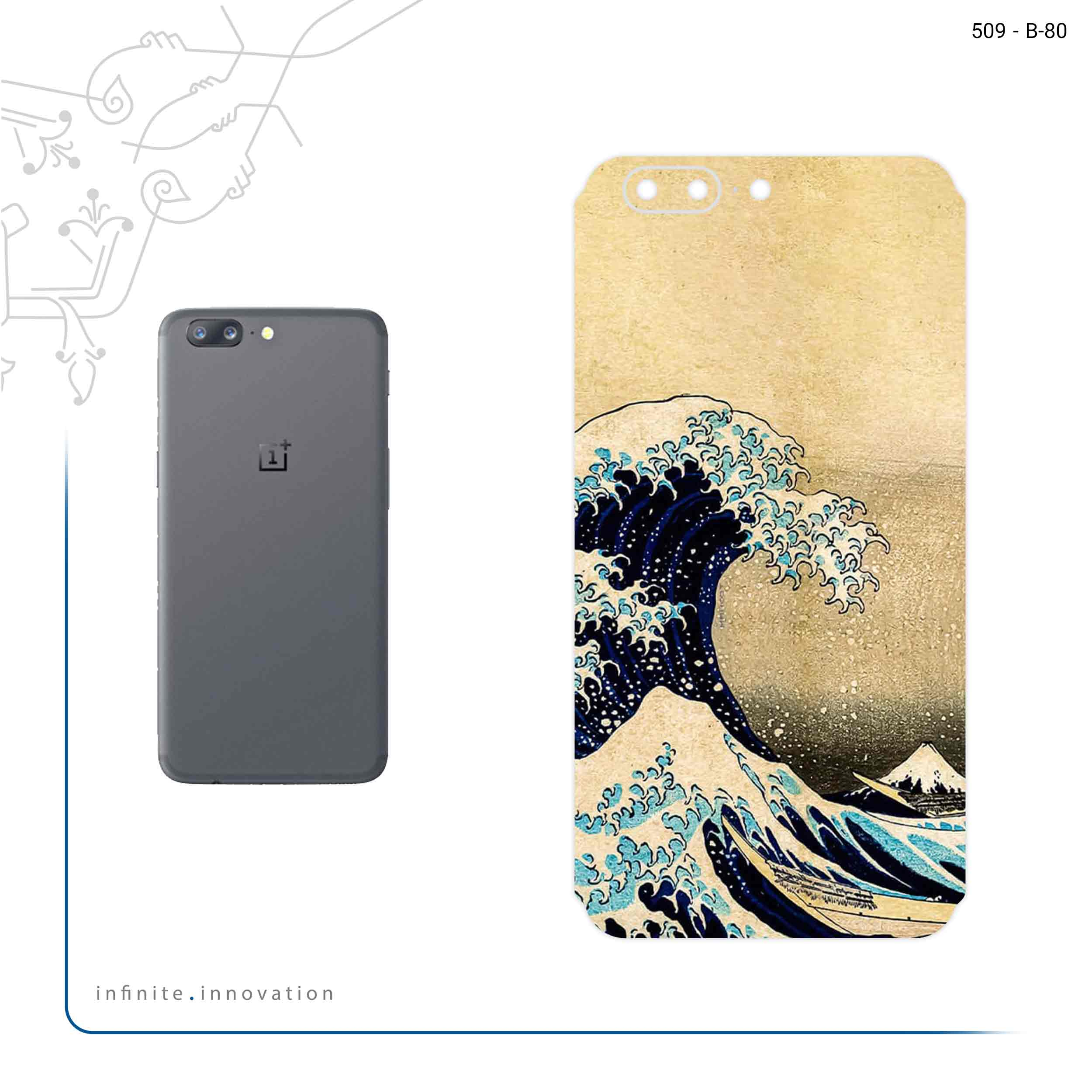برچسب پوششی ماهوت مدل The Great Wave off Kanagawa of Hokusai مناسب برای گوشی موبایل وان پلاس 5