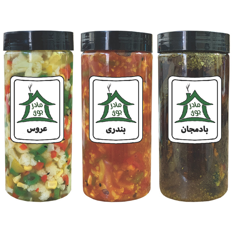 ترشی عروس و بندری و بادمجان خونه مادرجون - 2100 گرم بسته 3 عددی