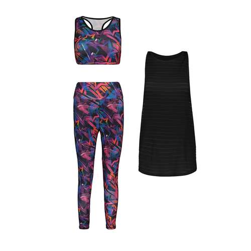 ست سه تکه لباس ورزشی زنانه طرح ستاره کد Mhr-7