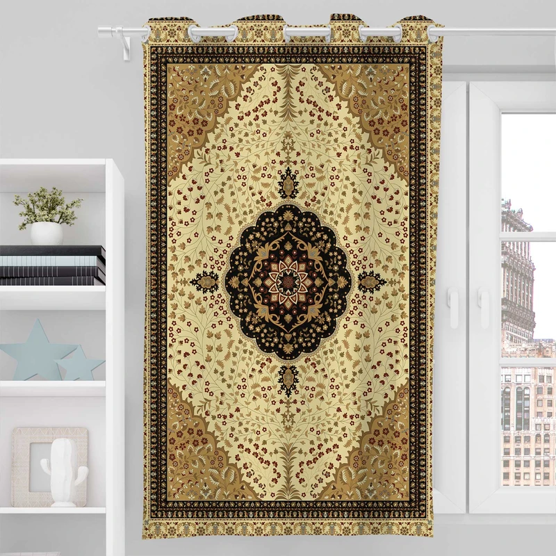 پرده مدل مخمل پانچی طرح اسلیمی کد 8094 سایز 190x140 سانتی متر