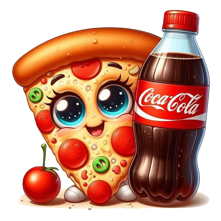 استیکر پارچه و لباس پاد آفرین مدل پیتزا و نوشابه کد 3151