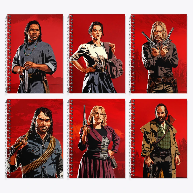 دفتر زبان 50 برگ خندالو مدل دو خط طرح رد دد (Red Dead) کد 741 مجموعه 6 عددی