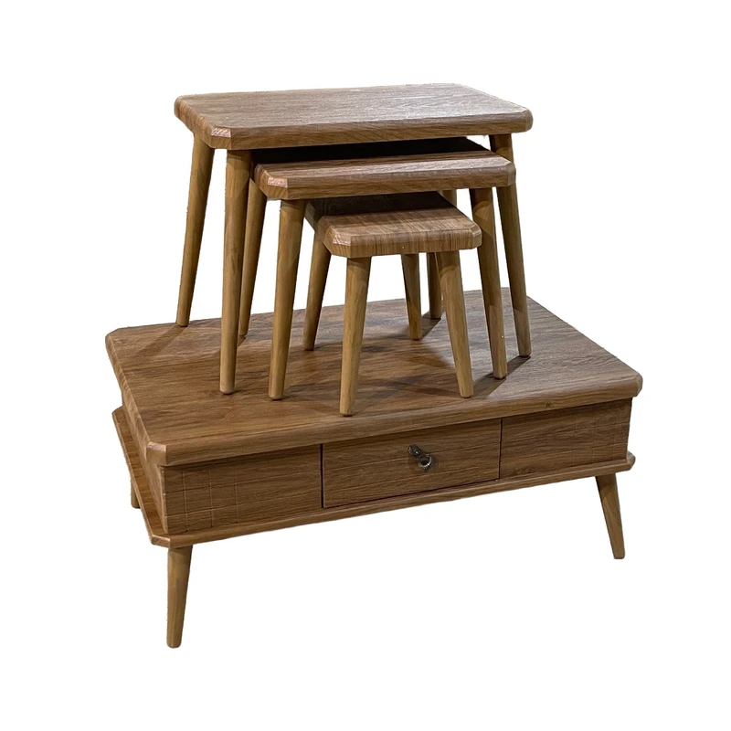 میز پذیرایی مستطیلی گالری چوب آشنایی مدل Morvrd مجموعه 4 عددی