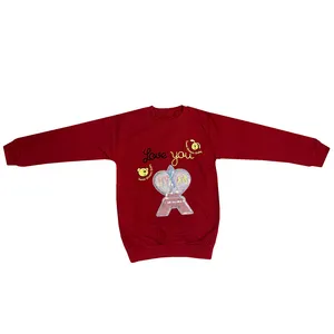 سویشرت دخترانه مدل پاریس رنگ قرمز