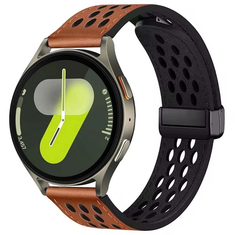 بند آکوآرا مدل Hole-Learther-MAG مناسب برای ساعت هوشمند سامسونگ Galaxy Watch 4 40mm / Watch 4 44mm / Watch 5 Pro 45mm / Watch 6 44mm