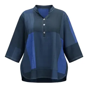 بلوز آستین سه ربع یقه انگلیسی زنانه مدل مربعی