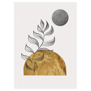 فرش پارچه‌ای مدل فرشینه طرح مینیمال شاخه و ماه کد AR3059782