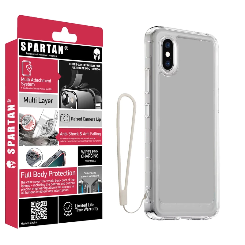 کاور اسپارتان مدل Airbag Space Strap مناسب برای گوشی موبایل اپل iPhone XS Max به همراه بند آویز