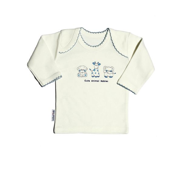 تی شرت آستین بلند نوزادی آدمک مدل فیل و زرافه کد 74390 -  - 1